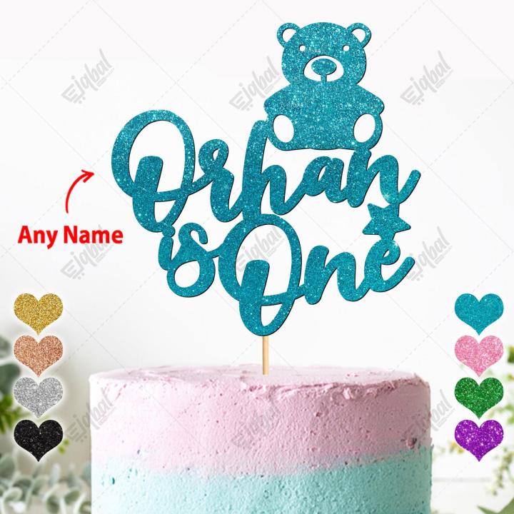 PERSONALISED Turns One Glitter Cake Topper For Party Celebration, Boy or Girl First Birthday Toppers, Customized topper with ANY Color, ANY NAME, ANY AGE