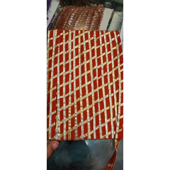 Red Dhanak pipin lace / 10 yards in pack  / pipin lace / Pipin finishing lace / Half inch pipin lace / High super premium quality lace / 4 side dupatta finishing lace/
