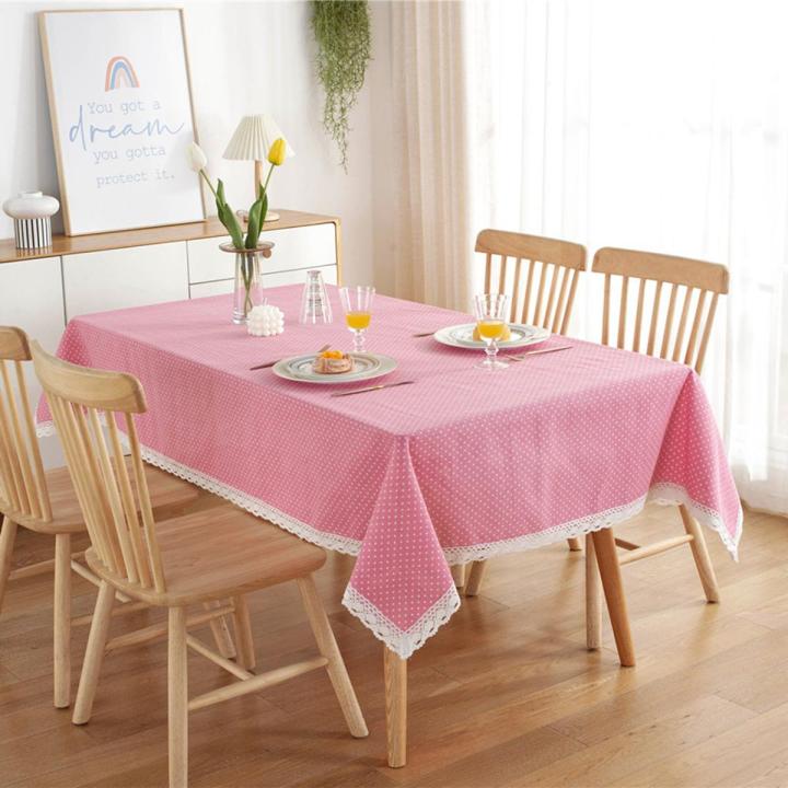 White Dot Lace Tablecloth 100x140cm Polyester Cotton Table Cloth Table