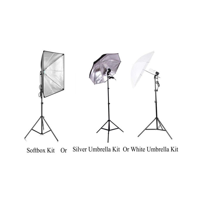 Combo E27 Light Stand Studio Umbrella Continuous Lighting Kit Softbox Bulb Holder & Stand