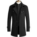 Aybeez - Winter Black Button Trench Coat For Men - Stay Warm And Stylish In This Trench Coat - Comfortable. 