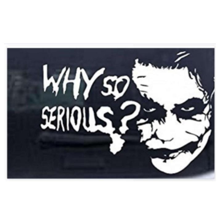 Why So Serious Joker Batman Sci Fi Car or Truck Window Laptop Decal Sticker White 8in X 5.3in