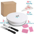 High quality Rotating 11 inch Cake Turntable, 3Pcs Cake Creem icing Scraper Set, 10Pcs Disposable Piping Bags , 2Pcs Round Cake Boards Set Cakeboard Base Disposable Paper. 