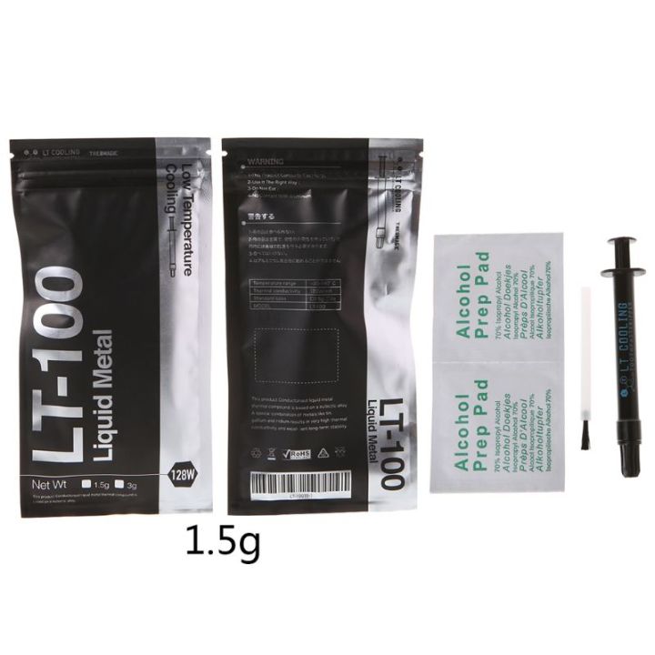 （NEW）LT-100 Liquid metal thermal conductive paste Grease for CPU GPU Cooling liquid ultra 128W/mK 1.5g 3g