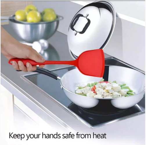 1PC Multifunctional Non-Stick Silicone Spatula, Egg Fish Frying Pan Scoop, Fried Showel Cooking Utensil, Heat Resistant Silicone Spatula