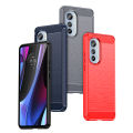 Leweisi Carbon Fiber Bumper Phone Case For Motorola Edge 2022 Back Cover Coque Shockproof Protective. 