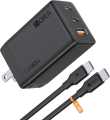 1Hora 65W GaN Fast Charger, 3-Port USB C Charger with 6.6ft Type C to C Cable, Compatible for iPhone 15/14/13/12/11,MacBook Pro/Air, iPad Pro,Galaxy S23, Laptops,Tablets, Mobile, Foldable Plug Charger Block. 