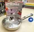 Alpha Encapsulated Bottom / Double Bottom Stainless Steel Frying Pan WIth Glass Lid - 20, 22, 24 & 26cm. 