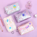 EB Kawaii Large Glitter Star Makeup Bag for Girls Gift PU School Stationery Travel Supplies. 