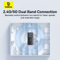 Baseus 650Mbps WiFi Adapter, 2.4G/5G Dual Band Wireless Network Adapter for PC Desktop, Supports Windows & Linux. 