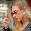 New Metal Frame Sunglasses Vintage Wooden Glasses Legs Neutral Round Frame Sunglasses Small Frame Women's Trendy Accessories. 