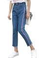 3 Color Stripped Loose Fit Blue Jeans For Women. 