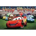 CARS THEME BIRTHDAY PARTY BANNER ( 36 INCHES X 24 INCHES ). 