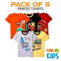 Rainbow By Oasis - Pack Of 5 Round-Neck Fancy Printed Tshirts For Kids. 