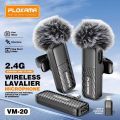 PLOKAMA VM20 Dual Wireless Lavalier Microphone 2.4G Plug and Play Noise Reduction Mic for iPhone Android Camera Vlogging Interview Live Streaming YouTube TikTok Recording Rechargeable Clip Microphone System. 