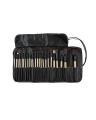 24pcs Makeup Brush Set, 24 Professional Makeup Brushes Kit Wooden Handle With Leather Pouch (Black). 