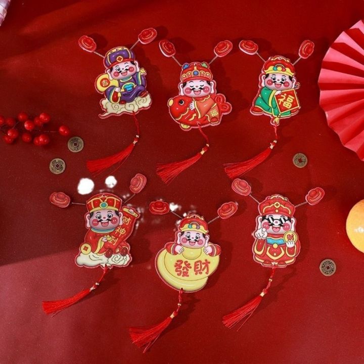 High-end 3D God of Wealth Fridge Stickers Cartoon Self-adhesive Shaking Head God Pendant Chinese Style Spring Festival Magnet New Year Gift