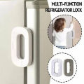 PREMIUM QUALITY Fridge Lock Adhesive Self Locking Refrigerator Door Lock with Double Press Unlock Baby Safety & Food Protection. 