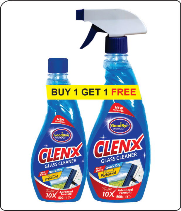 GoodBye Glass Cleaner 500Ml FOC (Buy One Get One Free)– Crystal Clear Shine for All Your Glass Surfaces