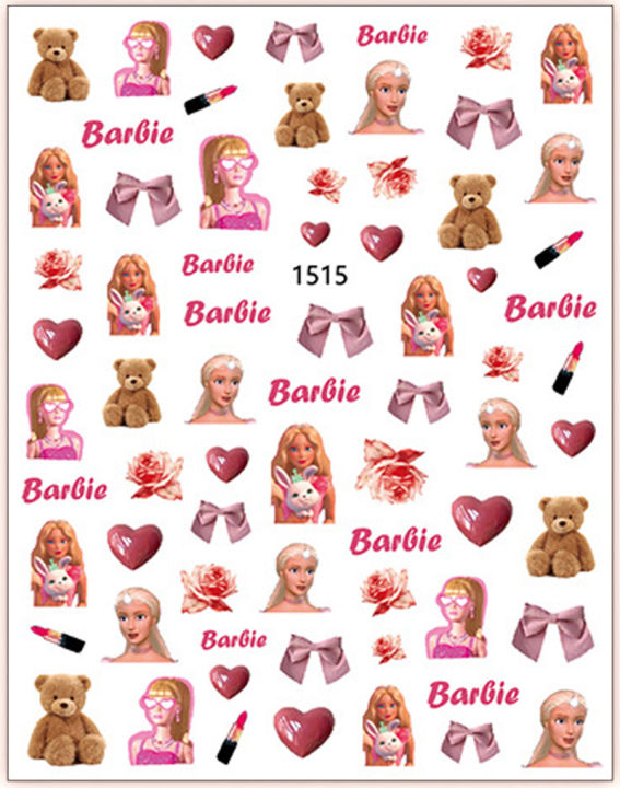 New Barbie Nail Art Stickers Cartoon Nail Art Accessories Disney Snow White Mermaid Princess 3D Stickers Nail Art Accessories