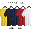 Pack of 5 Plan Half Sleeves Casual T-Shirt for Men / Men's Summer T-Shirt / Export Quality T-Shirt. 
