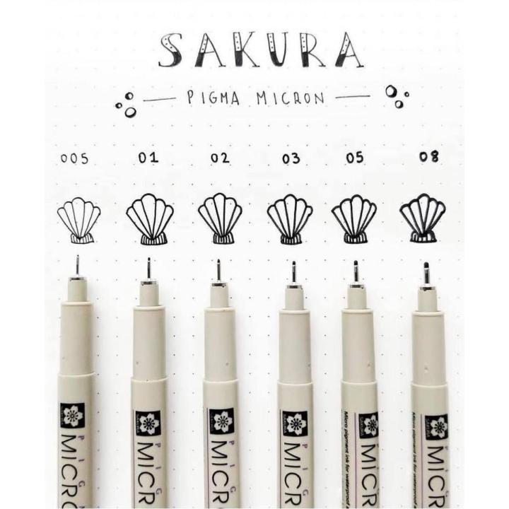 Sakura Pigment based Micron Pens - 0.1, 0.2, 0.3, 0.4, 0.5, 0.8 & 0.05