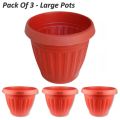 Pack of 3 Large Plastic Pots For Plants & Flowers Diameter 9 Inch - Outdoor And Indoor Plant Pots. 