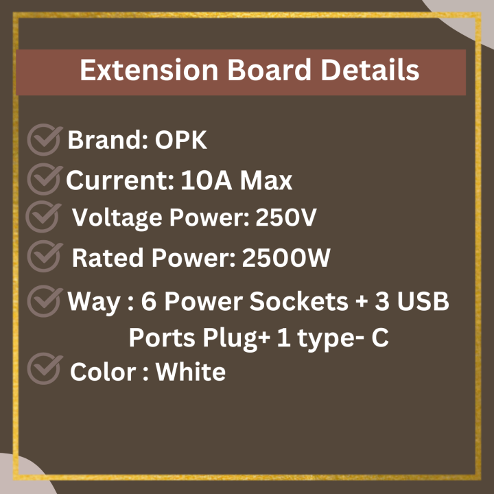 OPK%20Smart%20Universal%20Extension%20Board%20Multi%20Power%20Plug%20With%206%20Power%20Sockets%20+%203%20USB%20Ports%20Plug%20+%201%20Type%20C%20For%20Electronics%20Mobile%20Charging%20Adapter%20With%201.8%20Meter%20Heavy%20Duty%20Copper%20Wire%20White%20-%20Image%206