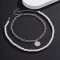 Ins Punk Hiphop Cuban Thick Chain Choker Necklace Sets For Men Vintage Pearl Necklaces Carved Coin Pendant Jewelry. 