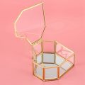 Flip Heart Shaped Geometric Glass Jewelry Box Glass Ring Box Exquisite Unique Wedding Jewelry Box Ring For Wedding Decoration. 