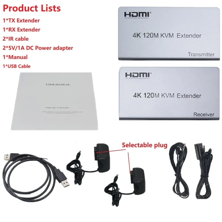 4K%20120M%20HDMI%20KVM%20Extender%20Transmitter%20Receiver%20Over%20Cat5/5e/Cat6%20Rj45%20Ethernet%20Cable%20Support%20USB%20Mouse%20Keyboard%20Touch%20Screen%20-%20Image%208