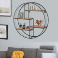 HOMCOM Round Wall-Mounted Shelves Wall Hanging Room Decoration Frame Partition Iron Display Storage Wall Decoration. 