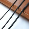 Men's Leather Cord Choker Necklace 20" Black Braided Rope Jewelry Making Stainless Steel Clasp. 