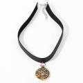 Yennefer Black Leather Choker Wild Hunt Game Cosplay Medallion Pendant For Women Hip-Hop Charm Necklace Clavicle Cool Jewelry. 