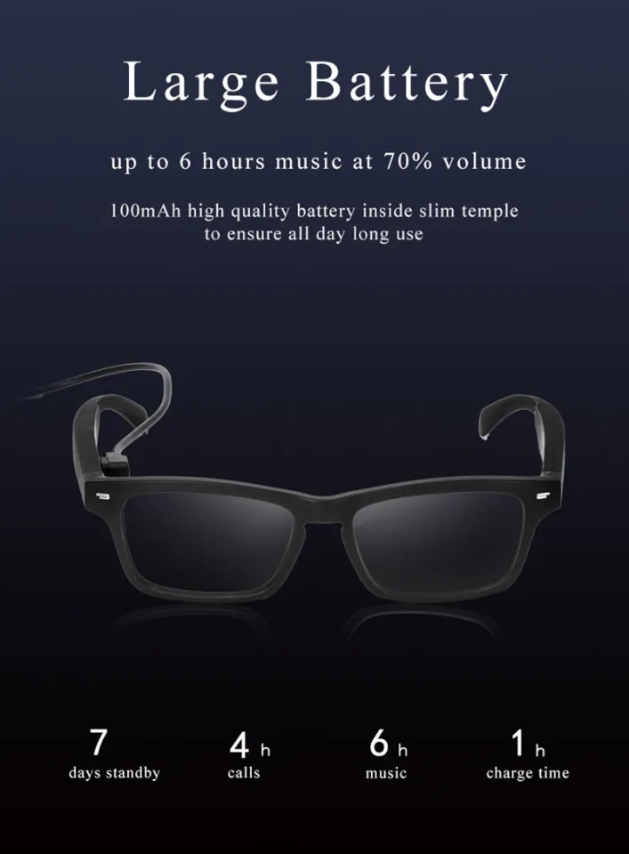 Smart Bluetooth Bone Conduction Headset Polarized Sunglasses Car