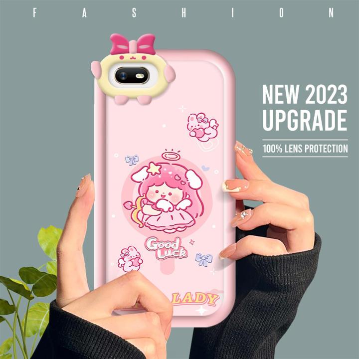 SUNAUDE Casing Case For OPPO A1K Case Cartoon Cute Girl Soft Silicone Full Cover Shockproof Rubber Cases Back Cover Phone Casing Softcase For Girls