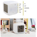 Digital Table Clock 7 Color Changing Led Lights Big Size Big size Digital Screen Temperature & Calendar & Battery Operated Glowing LED Table Alarm Clock. 