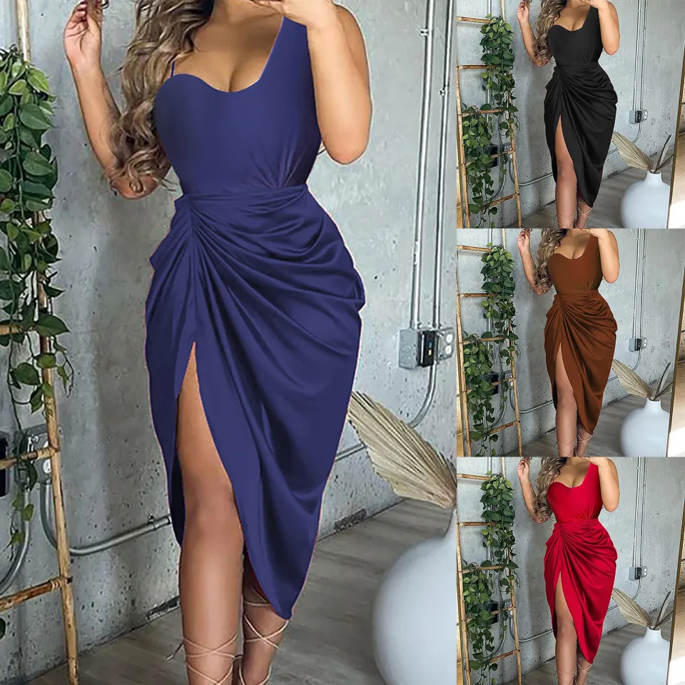 Long dress with split on side best sale