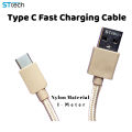 Type C Fast Charging and Data Transfer Cable Nylon Material Golden. 