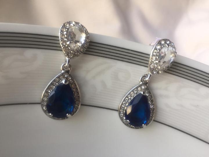 Luxurious%20and%20Fashionable%20Inlaid%20Blue%20Diamond%20Earrings%20Women's%20Romantic%20Bride%20Wedding%20Earrings%20Necklace%20Set%20Party%20Jewelry%20-%20Image%202