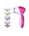 5-in-1 Beauty Care Brush Massager Scrubber Face Skin Electric Facial Cleanser (Pink, White). 
