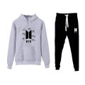 BTS Signature Grey Hoodie And Trouser Drawstring Hood Winter 2022 Collection Export Quality Fleece Hoodies For Men. 