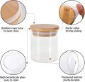 200ml Glass Jars with Bamboo Lids Set of 10, Air Tight Kitchen Food Cereal Containers for Storage, Canister Set for candles  Jam Pasta Spaghetti Tea.... 