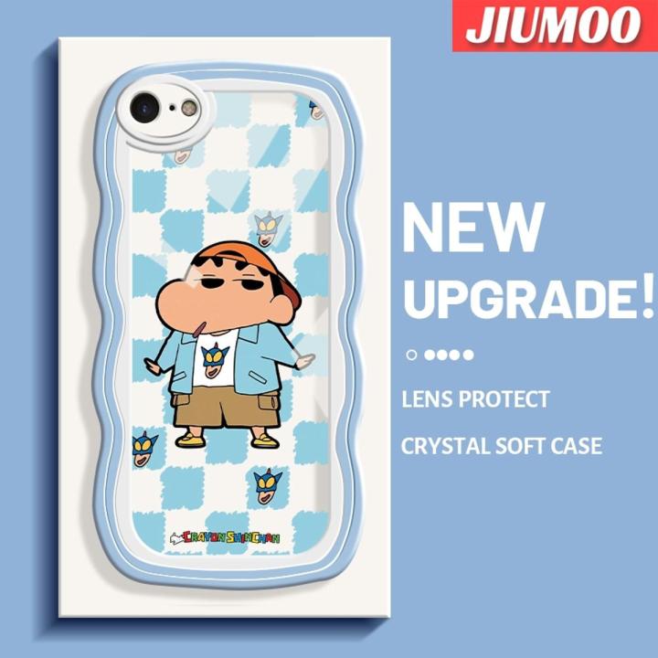 JIUMOO Casing For iPhone 6 6 Plus 6s 6s Plus Case Cool Crayon Shin-chan Pattern Wave Border Soft Shockproof Phone Cases Transparent TPU Silica Gel Camera lens Protective Cover