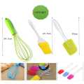 3 in 1 Silicone Kitchenware, 4-Piece Baking Kit, Basting Brush, Dough Spatula & Whisk,Mini Ginger Grater. 