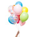 5 MULTICOLORS BALLOON AND 5 CONFETTI FILLED BALLOONS ( PACK OF 10 LATEX BALLOONS ). 
