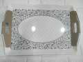 Decorative Melamine Serving Trays with Handles - Black Flower - Set of 4- XL , LARGE , MEDIUM , SMALL Dainty, Solid, Stackable and Easy to Clean - Perfect for Serving Drinks. 