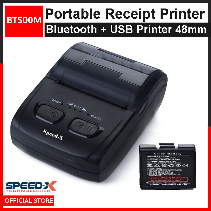 SpeedX Bt500m Mini Portable Bluetooth + USB Printer 48mm Raseed Receipt Printer