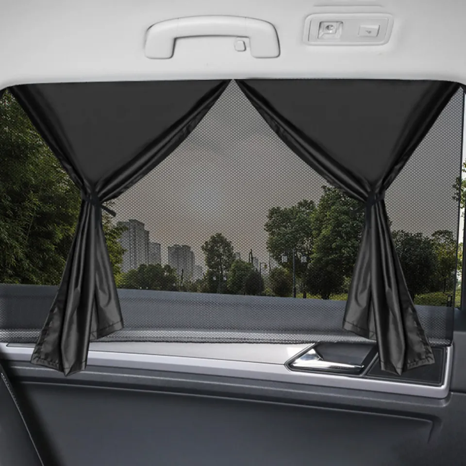 Car Window Shades, 2 PCS Magnetic Double Layer Car Sun Shade For Side Windows Full Shade Half Shade Options Black Car Window Curtain For Heat Uv Protection For Camping Travel Black 2pcs