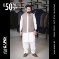 Kapok Khaki Check Waistcoat for Men. 